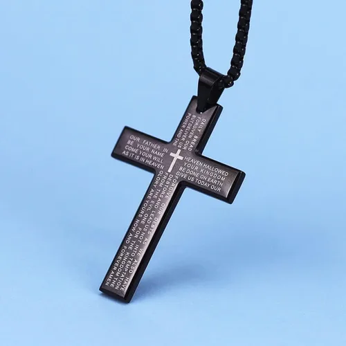 Miniatura 3 de Rnivida Men's Cross Necklace with Lord's Prayer, Stainless Steel Christian Cross Pendant Necklace for Men Teen Boys
