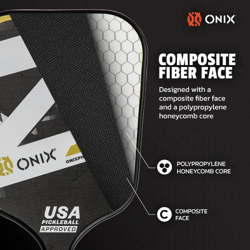 Miniatura 4 de Onix Graphite Z5 - Paleta de pickleball de fibra de carbono con forma de cuerpo ancho, núcleo de panal y cara de grafito ONIX Paleta de pickleball