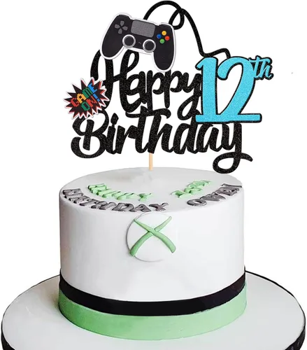 Miniatura 28 de 1 PCS Decoración para Pastel de Videojuegos Feliz Cumpleaños 14 con Purpurina, Palillo Decorativo de Pastel de Videojuegos Game On Controladores