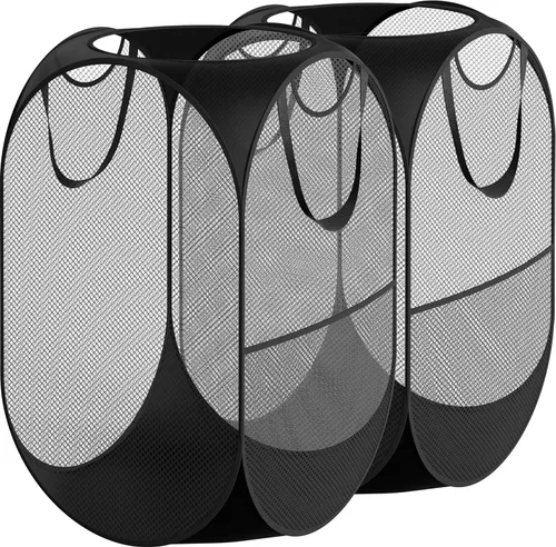 Simple Houseware Mesh Pop-Up - Cesta de lavandería. Negro