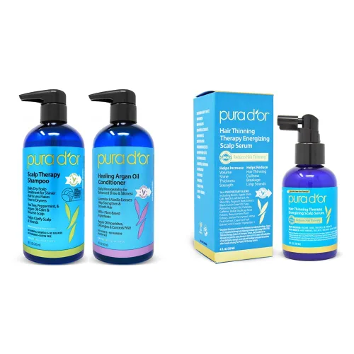 PURA D'OR Champú y acondicionador curativo para terapia del cuero cabelludo para cabello seco y nutre con terapia de árbol de té y cuero cabelludo,