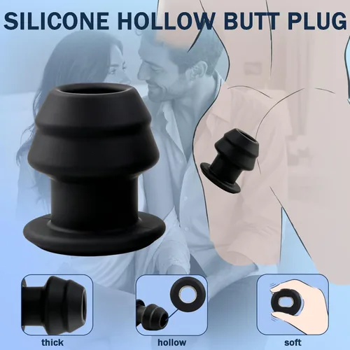 Miniatura 2 de Dilatador anal de silicona hueco Peep roscado tapón anal masturbación para el placer de la pareja (XL)
