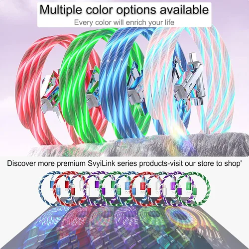 Miniatura 7 de Cable USB PD cargador rápido iluminado (USB 4 en 1 azul), soporta transferencia de datos, se puede utilizar como luz nocturna, longitud del cable