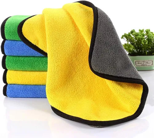 Miniatura 5 de Paños de limpieza, cuidado del automóvil, paño de secado de limpieza, pulido de cera, toalla de lavado de muebles de cocina, amarillo + gris