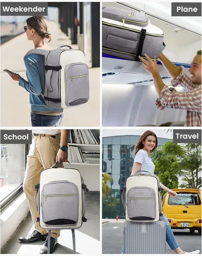 Miniatura 6 de LOVEVOOK Mochila de Viaje Grande para Mujeres Equipaje de Mano Mochila Bolsas de Artículos Personales Esenciales, Mochilas de viaje Gris-beige-negro