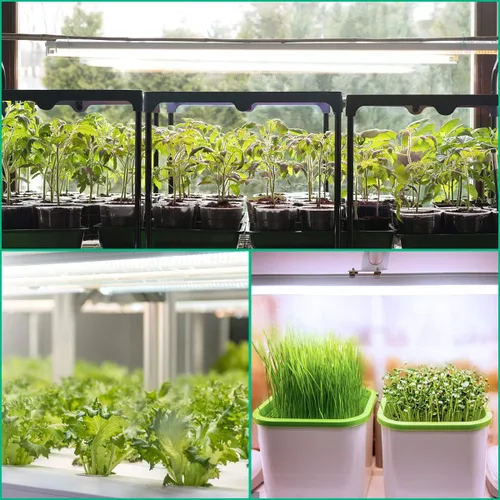 Miniatura 6 de Luces de cultivo T5 de espectro completo de 5000 K, lámpara de cultivo de plantas de 1.4 pies (4 piezas x 10 vatios), tiras de luz LED conectables