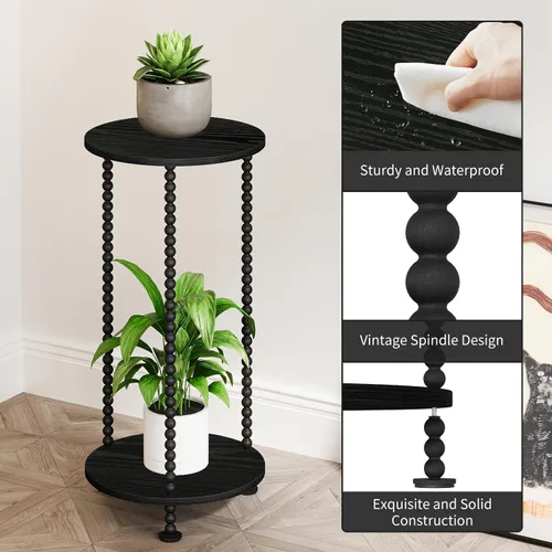 Miniatura 6 de YINMIT Soporte para plantas de interior, soporte para plantas pequeñas de 2 niveles, postes de metal de 23 pulgadas de alto, soporte de maceta