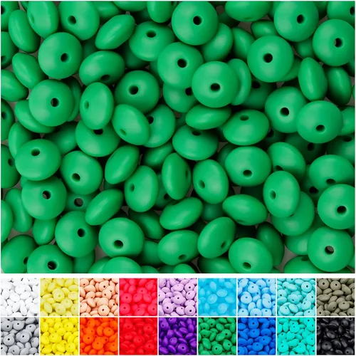 Miniatura 7 de 180 piezas FIVEIZERO cuentas de lenteja de silicona, cuentas focales de ábaco de silicona de 12 mm a granel cuentas sueltas de color para pulseras