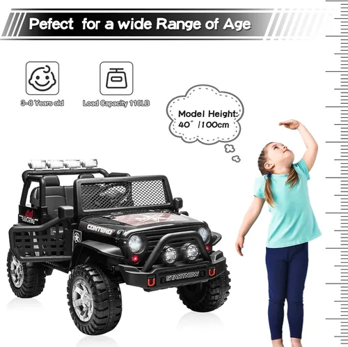 Miniatura 6 de SEHOMY - Camioneta eléctrica de 2 plazas para niños con control remoto, auto eléctrico de 12 V para niños de 3 años - Suspensión de resorte, luces