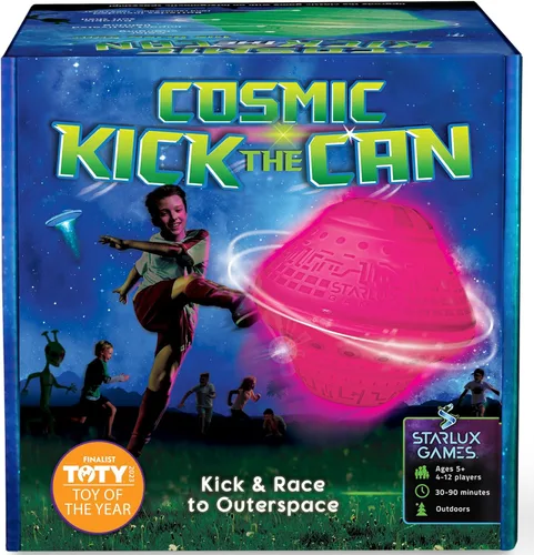 Starlux Games Cosmic Kick The Can: Juego al aire libre con un giro galáctico | Edades 5+, 4-12 jugadores | Juguetes que brillan en la oscuridad para