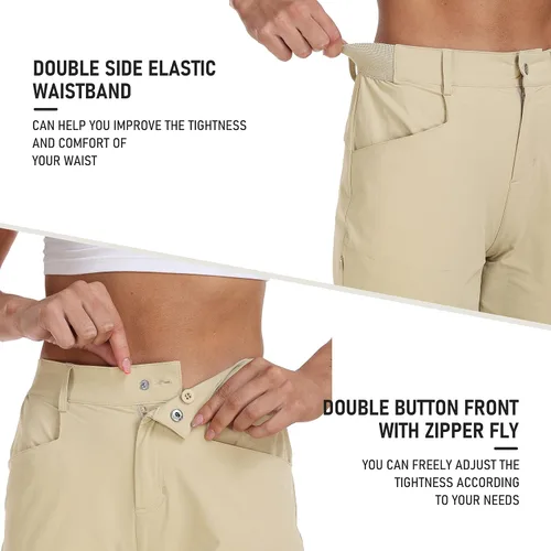 Miniatura 5 de MoFiz Women 13" Slim Fit Cargo Hiking Shorts Knee Length Elastic Waistband Women Golf Shorts with Right Thigh Zip Pocket