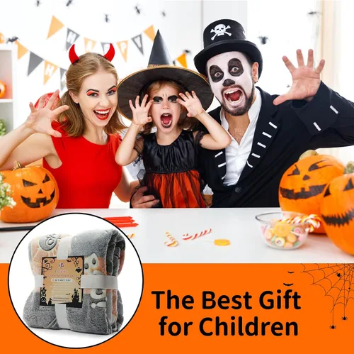 Miniatura 8 de LIFEYJ Manta con Efecto Luminoso para Halloween, Regalos para Niñas y Niños, Manta Suave de Calabaza 50"x60", Regalos para Niñas de 3, 4, 5, 6, 7