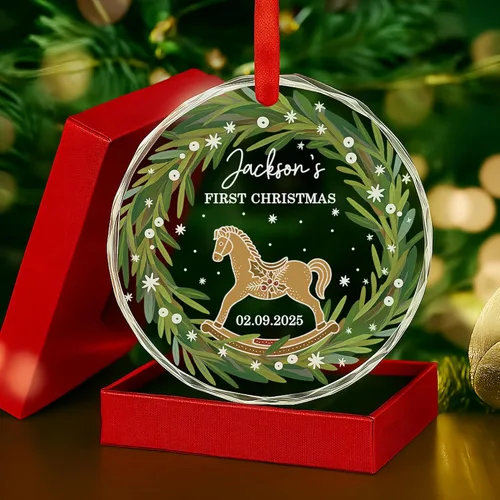 Miniatura 21 de Adorno personalizado de cerámica para la primera Navidad del bebé 2025 – Recuerdo navideño de copo de nieve personalizado con nombre, nuevo adorno