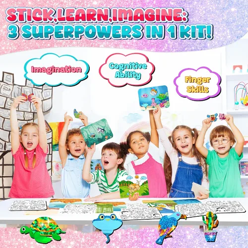 Miniatura 2 de sinceroduct Kit de arte de aluminio para niños, arte y manualidades para niños de 4 a 8 años, suministros de juguetes de viaje, calcomanías