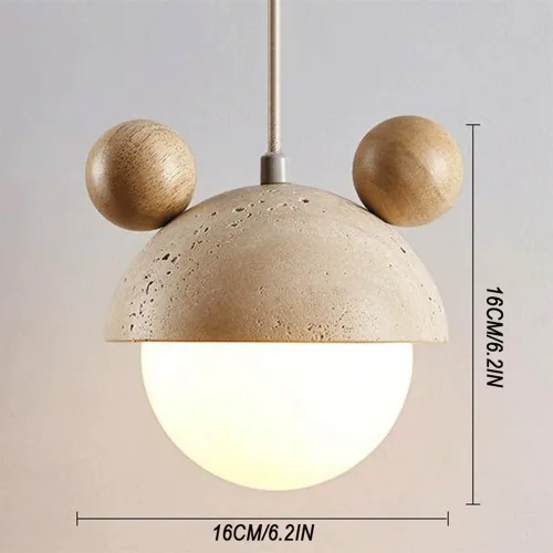 Miniatura 4 de Lámpara colgante japonesa Wabi-Sabi de 6.2 pulgadas de travertino amarillo, lámpara colgante con pantalla de vidrio creativa nórdica, lámpara
