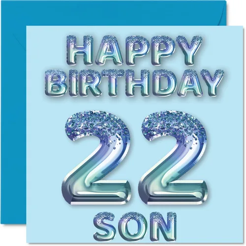 Miniatura 281 de Stuff4 Tarjeta de primer cumpleaños para niños, globo de fiesta con purpurina azul, tarjetas de feliz cumpleaños para niño de 1 año, nieto, hijo, 57