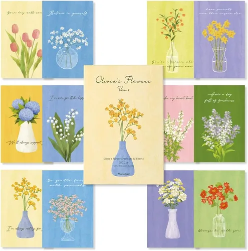 Miniatura 18 de Monolike Flower for you Tarjetas individuales - Mezcla de 24 paquetes, encantadoras 24 tarjetas individuales Flor para ti 24p