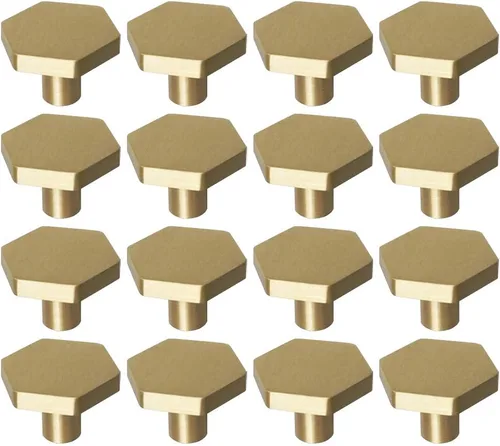 Miniatura 13 de RZDEAL Pomos de latón macizo de 1-1/10 pulgadas, pomo y tiradores hexagonales para cajones de tocador (10 unidades)