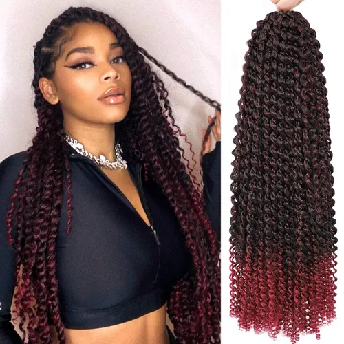 Miniatura 17 de Cabello Passion Twist de 24 pulgadas, 8 paquetes de cabello Passion Twist de ganchillo para mujeres, cabello trenzado Passion Twists largo bohemio