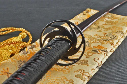 Miniatura 6 de Dragón rojo grabado SAYA - Espada guerrera katana japonesa de Damasco con hoja de acero doblada