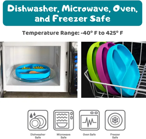 Miniatura 4 de Plato de succión para niños pequeños Sin BPA, 100% silicona de grado alimenticio Apto para microondas, lavavajillas y horno Platos