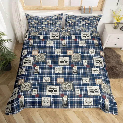 Miniatura 30 de Funda de edredón rústica tamaño Queen, juego de ropa de cama retro para cabaña de cabaña, oso de caza, ciervo, hojas de arce, funda de edredón