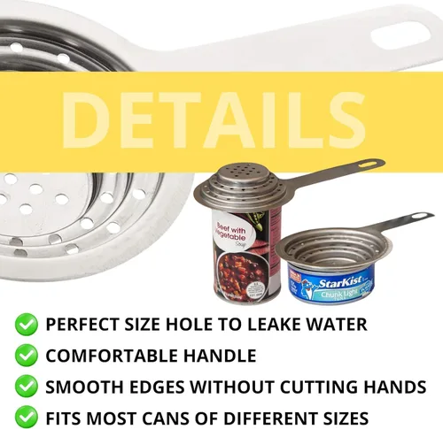 Miniatura 4 de Colador de latas multiusos de acero inoxidable – Colador universal de acero inoxidable de grado alimenticio con asa para latas pequeñas y grandes