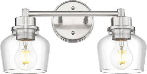 Miniatura 10 de Lámpara de tocador dorada Emak con pantalla de vidrio lechoso, accesorios modernos de iluminación de baño sobre espejo, 3 luces de tocador de baño