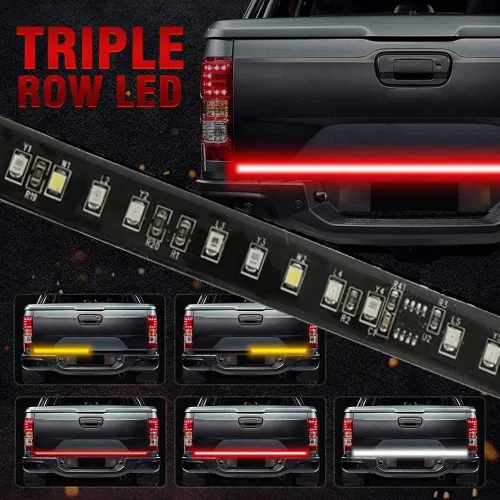 Miniatura 3 de Ricoy Barra de luz LED de triple fila de 40 pulgadas con señal de giro secuencial ámbar para puerta trasera de camión, LED superbrillante