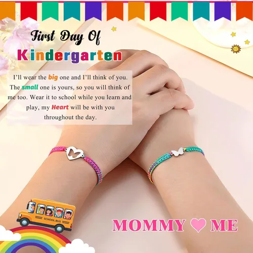 Miniatura 2 de ORISPRE First Day of KindergartenPre k 1st Grade 2nd Gifts Mother Daughter Bracelets Matching Heart Wish Bracelet Set for 2 Gifts for Daughter