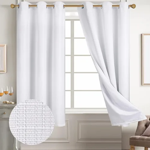 Miniatura 36 de Diraysid Cortinas 100% opacas de lino beige para dormitorio, con ojales, aislamiento térmico, cortinas de oscurecimiento de habitación
