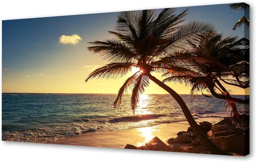 Miniatura 12 de Muolunna BK05850 - Lienzo decorativo para pared, diseño de océano azul, puesta de sol, 1 panel, olas de mar, pintura de paisaje, obra de arte