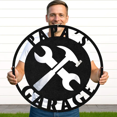 Miniatura 17 de Letrero de metal personalizado para garaje, arte de pared personalizado para hombres, decoración de taller mecánico con nombre, decoración