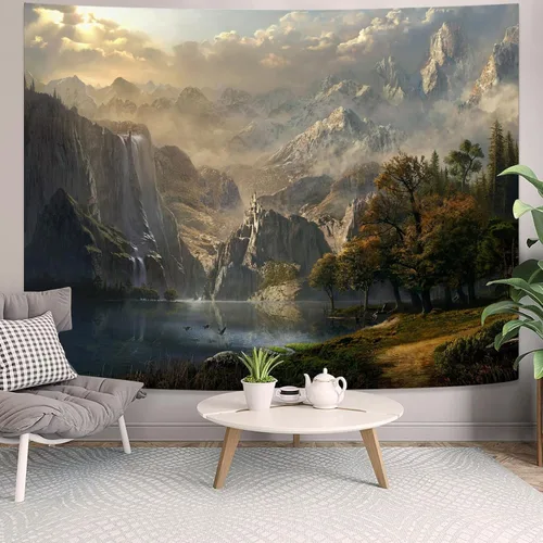 Miniatura 9 de kampdream Tapiz de videojuegos de anime, paisaje de cielo y montaña, para niños, hombres, dormitorio, sala de estar, 36 x 48 pulgadas