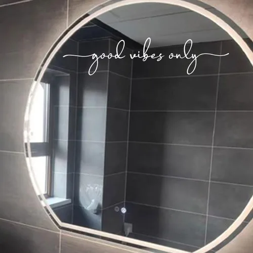 Miniatura 5 de Calcomanía de espejo "Good Vibes Only" – Vinilo blanco con cita motivacional, arte de pared de afirmación positiva para baño, dormitorio, automóvil