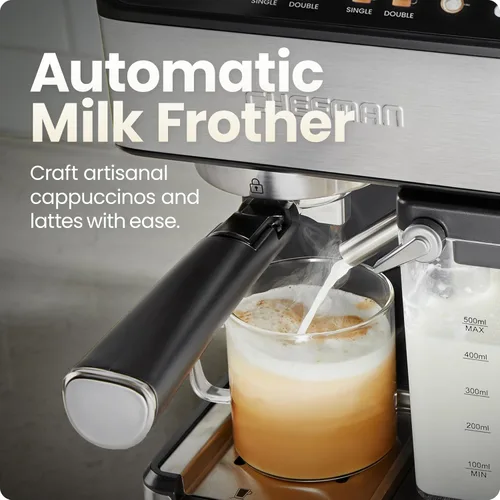 Miniatura 5 de Chefman CaféMaster Pro - Máquina de café expreso, prepara shots individuales o dobles, cafetera con espumador de leche integrado para capuchino
