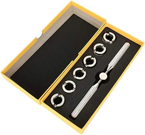 Miniatura 6 de Abrelatas de reloj, carcasa trasera de reloj removedor llave con diferentes tamaños Dies reparación relojero conjunto de herramientas