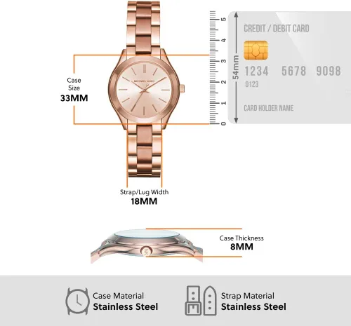 Miniatura 6 de Michael Kors Slim Runway - Reloj de pulsera de acero inoxidable para mujer