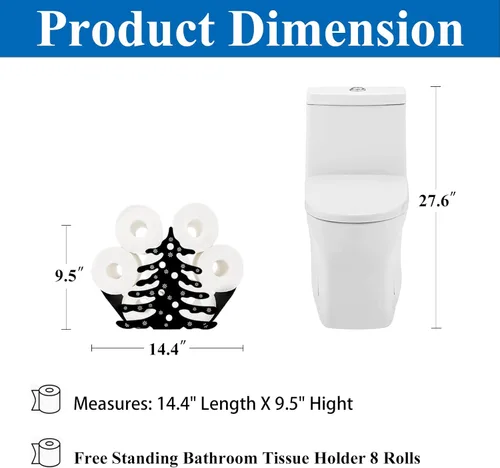 Miniatura 2 de Lindo soporte de rollo de papel higiénico para árbol de Navidad, decoración de baño, soporte de papel higiénico de metal negro, organizador