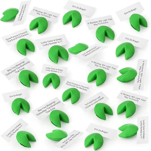Zhanmai Juego de 48 borradores de galletas Green Fortune con mensaje positivo para Año Nuevo Lunar, Día de San Valentín, Día de San Patricio