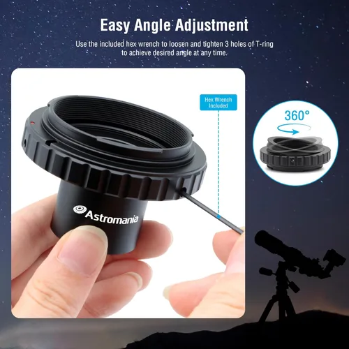 Miniatura 6 de Adaptador de cámara para telescopio Astromania, anillo T2 T y adaptador T M42x0.75 rosca macho a adaptador fotográfico de telescopio de 3.17 cm