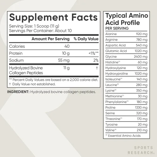Miniatura 5 de Sports Research Péptidos de colágeno – Polvo de proteína de colágeno hidrolizado tipo 1 y 3 para piel, uñas y articulaciones saludables – Nutrientes