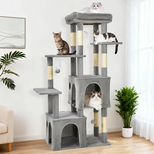 Miniatura 10 de Torre grande de árbol para gatos de 61 pulgadas para gatos de interior, condominio para gatos de varios niveles de servicio pesado para Maine Coon