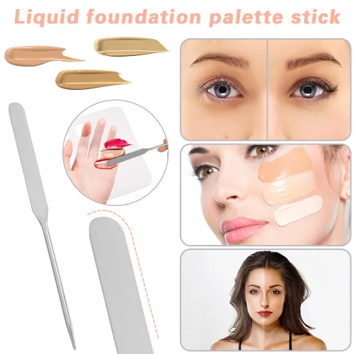 Miniatura 3 de Aolso Paleta de maquillaje cosmético acrílico, bandeja de mezcla con espátula de maquillaje y estuche de cuero, paleta de mezcla cosmética