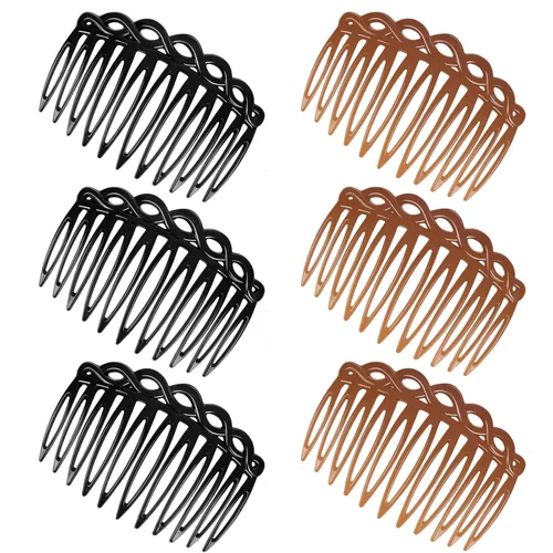 COMNICO Juego de 6 peines laterales franceses para mujer, juego de accesorios de peine de pelo de plástico, pinzas decorativas para el cabello,