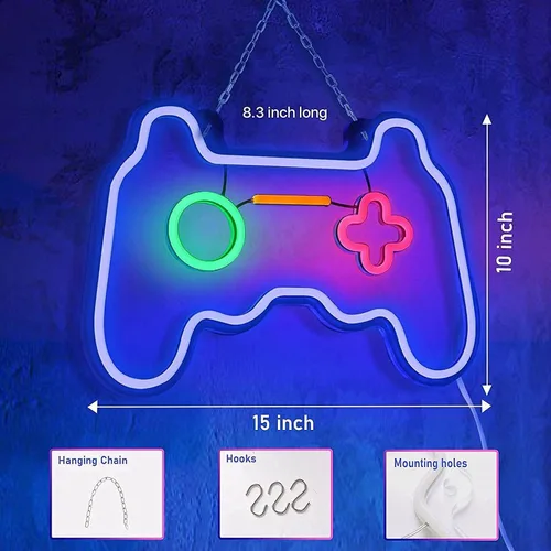 Miniatura 4 de Letreros de Neón LED Regulables Decoraciones de Pared Para Sala de Estar Dormitorio Luces en Forma de Controlador de Gamepad Accesorios