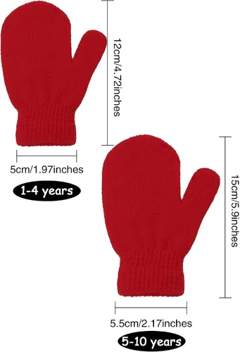 Miniatura 3 de Boao 5 pares de guantes de punto elásticos para niños y niñas guantes cálidos de invierno para niños y niñas