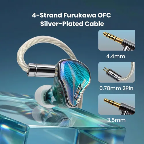 Miniatura 4 de EPZ P40 en el oído Monitor Hi-Fi Auriculares 2DD+1Planar+1PZT Cerámica Híbrido Controladores IEM Reemplazable 3.5/0.173 in Plug Cobre Plateado Cable