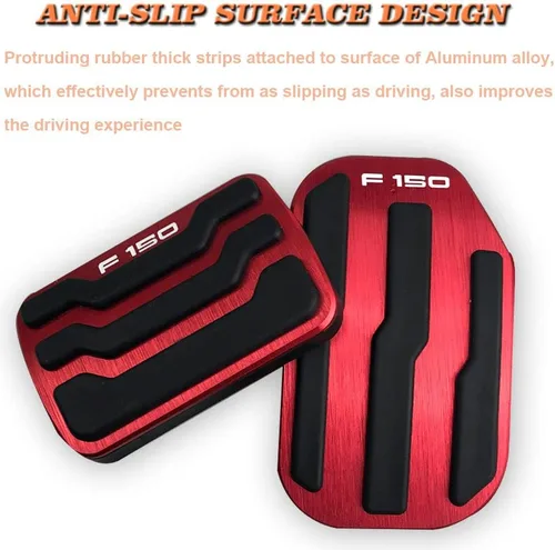 Miniatura 4 de BOYOUS 2 fundas antideslizantes de aluminio para pedal de freno y acelerador de gas para Ford F-150 2015 2016 2017 2018 2019 2020, no compatibles