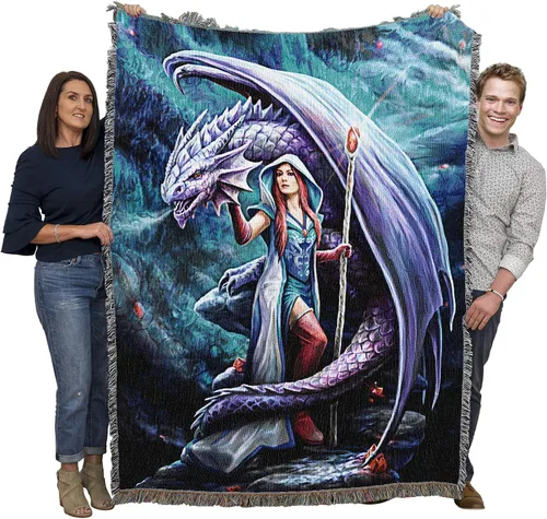 Miniatura 26 de Pure Country Weavers Anne Stokes - Manta de belleza de dragón de la colección Age of Dragons – Manta de fantasía para regalo tejida de algodón